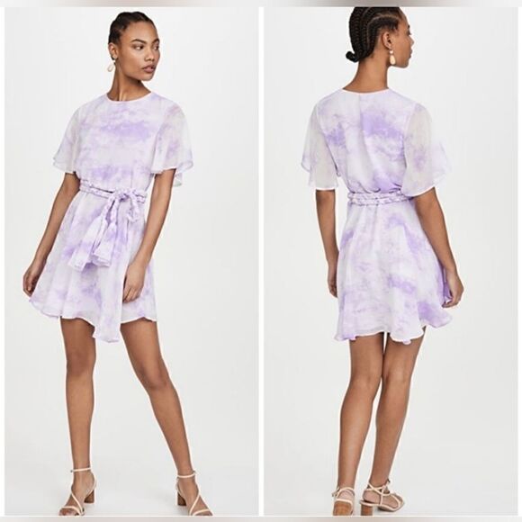 English Factory Purple Tie Dye Braided Belt Dress || SZ XS purple - Picture 2 of 8